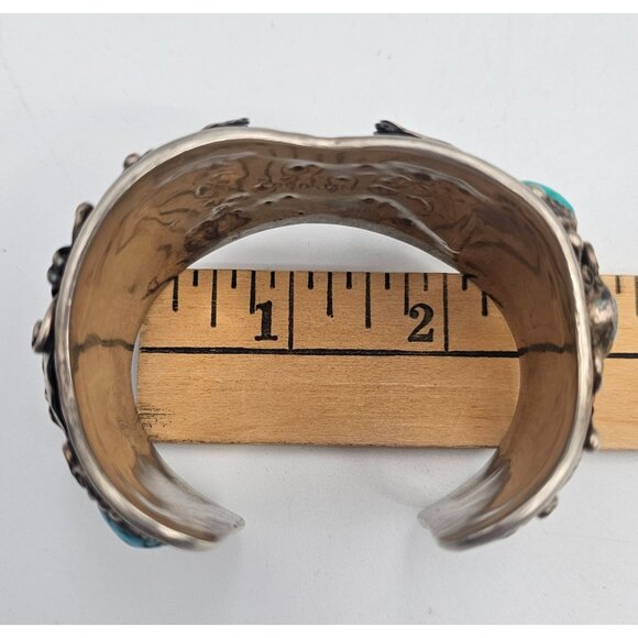 Fred James Vintage Navajo Sterling Silver Turquoise Watch Cuff 90 grms No Watch - Picture 13 of 15